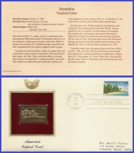 USA2 #C127 ADDR GOLDEN REPLICA FDC AMERICA Karibik Küstenszene - Bild 1 von 1