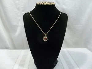 ~Vintage Gold Tone Sterling Silver Floral Necklace with Pink Topaz Pendant~ - Picture 1 of 10