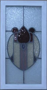 COLORFUL ABSTRACT MIDSIZE OLD ENGLISH LEADED STAINED GLASS WINDOW 13 3/4" x 26" - Picture 1 of 3