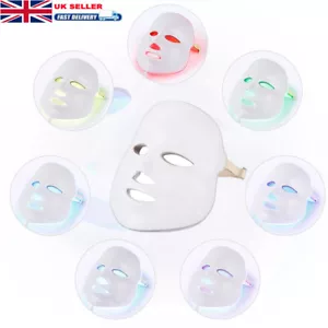 7 Colors Lights LED Photon Therapy Mask Facial Mask Anti-Aging Acne Treatment UK - Picture 1 of 13