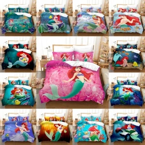 3D Ariel The Little Mermaid Princess Bedding Set Duvet Cover Double Single Gifts - Picture 1 of 32