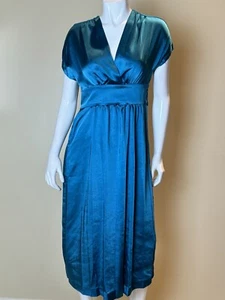 ANNE KLEIN Women’s Blue Satin Waist Tie Dress Size 2. (77) - Picture 1 of 8