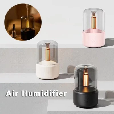 *Humidificador de luz atmosférica luz de vela difusor de aroma portátil 120 ml eléctrico* Foto 1 de 4