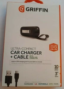 Griffin Ultra Compact Car Charger + Cable w/ Micro USB Connector, 3 ft ~ NEW - Picture 1 of 2