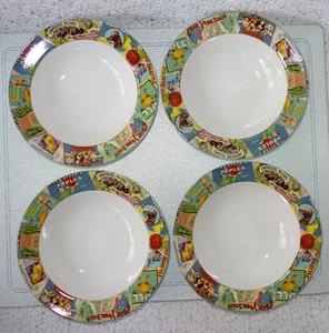 4er Set Sekura VINTAGE ETIKETTEN Suppe Salat Schüsseln Oneida Tabletrends 8,25" - Bild 1 von 6