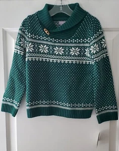 Tahari Unisex Kids Green Perfect Match Fair Isle Sweater - Size S (5-6) - NWT - Picture 1 of 10