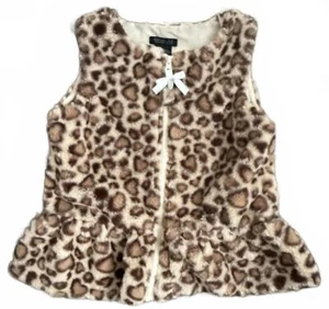 Rachel Zoe Girls Vest Medium 7 8 Cheetah Animal Print Brown Tan Peplum - Picture 1 of 4