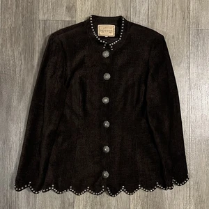 Chaqueta mediana Double D Ranchwear marrón bordado estrás botón Yaoakum TX - Imagen 1 de 8