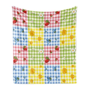 Frühling Weich Flanell Fleece Decke Beeren Blumen Picknick - Bild 1 von 11