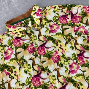 Camisa Barabas Para Hombre S/L Amarilla Manga Corta Estampado Floral y Pájaro Puño Enrollado Botón - Imagen 1 de 11