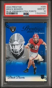 2024 PANINI PRESTIGE BLUE PREM XTRA POINTS #305 BROCK BOWERS 109/299 PSA 10 - Picture 1 of 2