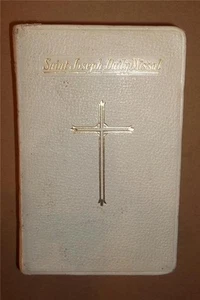 1963 CATHOLIC SAINT ST. JOSEPH DAILY MISSAL GENUINE LEATHER ILLUST w/ BOOKMARKS - Picture 1 of 12