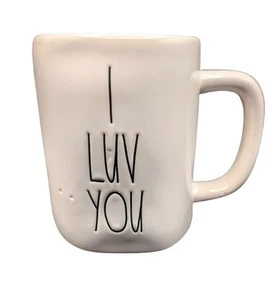 I Luv You Rae Dunn by Magenta Ceramic Mug, Love Cocoa Coffee Cup Production Flaw - Picture 1 of 4