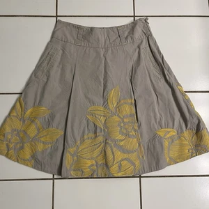 Floreat Anthropologie Embroidered Floral A-Line Skirt Beige Yellow Women’s 4 - Picture 1 of 6