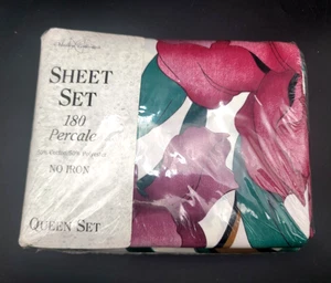 Set completo lenzuola regina vintage Sears The Medley Collection percalle/floreale - Foto 1 di 4