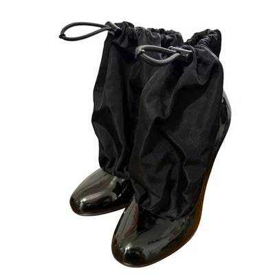 PRADA Short Boots Shoes EU 36 US 6 Patent Leather Nylon Black Authentic - Image 1 of 4