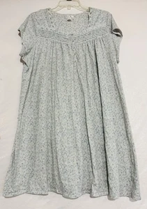 EILEEN WEST Nachthemd blau Blumen Flügelärmel Walzer XL Baumwolle Cottagecore Prairie - Bild 1 von 12