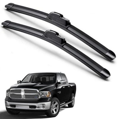 For 2009-2018 Dodge Ram 1500 2500 Windshield Wiper Blades J-HOOK Hybrid Silicone Foto 1 de 4