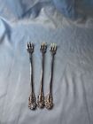 Set Of 3 Oneida Community Silver Colored Floral Glossy Finish Cocktail Fork