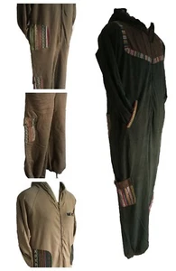 100% COTTON Lounge Suit One Piece With Gheri Stripe Pockets and Hood Cosy Comfy - Picture 1 of 21