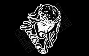 CALCOMANÍA BLANCA JALISCO JESUS ROSTRO / JESUS CRISTO PARA COCHE VENTANA 8" * - Imagen 1 de 1