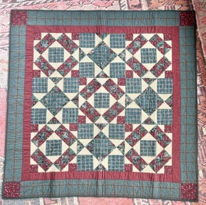 Homemade Finished Festive Patchwork Lap Quilt 45”x45" Holiday Christmas - Picture 1 of 4