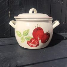 Laura Ashley Home Stoneware Casserole Dish Pot Tomato Design - Kitchenware 