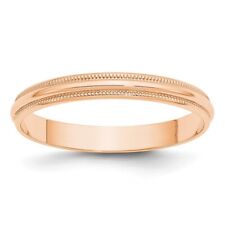 10k Rose Gold 3mm Milgrain Round Wedding Band Ring Gift for Women Men