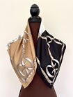 Display Gucci Scarf Straps Chains Beige Black Silk Twill Wrap with Defect
