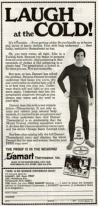1977 Vintage Print Ad Damart Thermawear Laugh at the Cold Proof Is in Wearing - Bild 1 von 2
