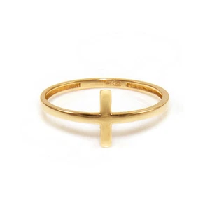 Anillo de barra transversal lateral de oro amarillo macizo de 14K - Imagen 1 de 2