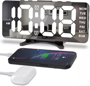 Digital Alarm Clock Desk Alarm Clock LED Large Digital Display Timer Date Travel - Picture 1 of 15