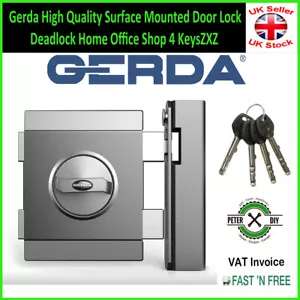 Gerda High Quality Surface Mounted Door Lock Deadlock Home Office Shop 4 KeysZXZ - Picture 1 of 7