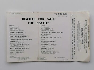 THE BEATLES FOR SALE   ORIGINAL 1970  UK TAPE CASSETTE   1ST ISSUE - Image 1 of 4