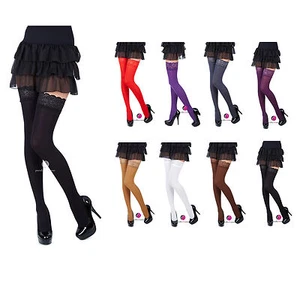 Lace Top 40 Denier Sheer Hold-Ups Stockings bySentelegri -Sizes S-XL- 8 Various - Picture 1 of 9