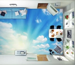 3D White Cloud SKE1594 Floor Wall Paper Wall Print Decal Wall Deco Bea - Picture 1 of 5