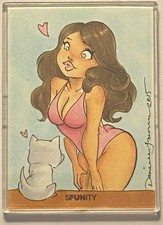 5Funity Kitty Ditties & Pretty Ladies 1/1 Sketch Card by Danielle Gransaull