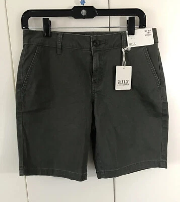 Bermudas para mujer Ana a New Approach tiro medio sarga 9” entrepierna talla 2 oliva Foto 1 de 4
