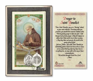 Sterling Silver Saint Benedict Catholic Medal Pendant Necklace 24" Chain - Picture 1 of 3