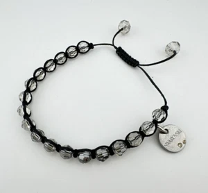 Swarovski Crystal Bracelet | Sparkling Beads & Black Woven Cord | Rarely Handled - Picture 1 of 4