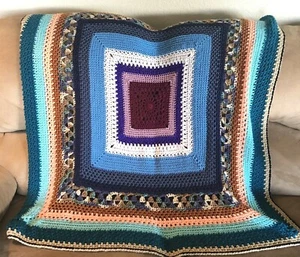 Single Granny Handmade Crochet Baby Afghan Soft Multi-Color Unisex Boy Girl Gift - Picture 1 of 4