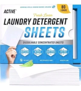 Laundry Detergent Sheets Eco Washing Strips - 80 Loads, Liquidless Fresh Scented - Picture 1 of 3