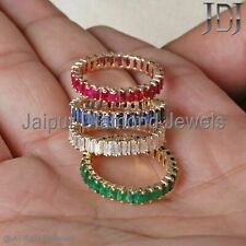 Ring 14k Gold Baguette Diamond Engagement Wedding Emerald Ruby Sapphire Jewelry