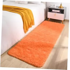 Fluffy Runner Rug for Bedroom Living Room, 2 x 6 Feet 2 x 6 Feet-(1 pc) Orange - Picture 1 of 7