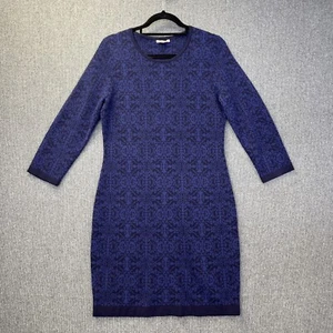 Vintage Y2K Jigsaw blue black knitted wool jumper dress size medium - Picture 1 of 18
