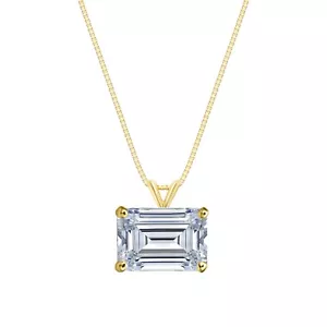 IGI F/VS 2,5 kt Smaragdschliff Lab Grown Diamant Ost-West Halskette 14 K Gelbgold - Bild 1 von 2