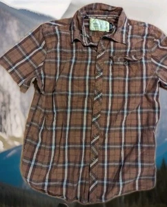 Mossy Oak Vintage Plaid Short Sleeve Shirt Medium Brown - Picture 1 of 3