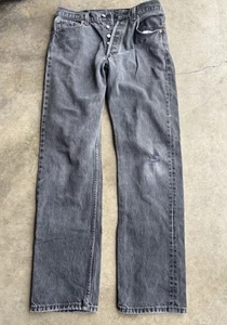 Vintage Levi's Black Denim Button Fly Jeans 501 0660 Actual 35x33 Made in USA - Bild 1 von 11