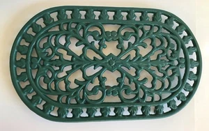 Sottopentola in ghisa supporto padella design filigrana verde cucina casale vintage - Foto 1 di 6