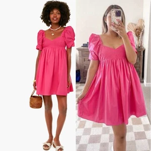 Tuckernuck Hyacinth House Preppy Barbie Pink Mini Puff Sleeves Graduation Dress - Picture 1 of 12